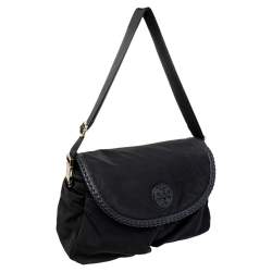 Pre Owned Tory Burch Black Nylon and Leather Messenger Bag