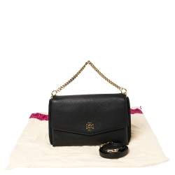 Pre Owned Tory Burch Black Leather and Suede Kira Shoulder Bag 