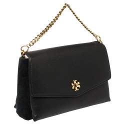 Pre Owned Tory Burch Black Leather and Suede Kira Shoulder Bag 