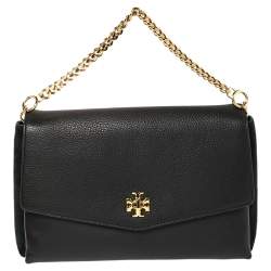 Pre Owned Tory Burch Black Leather and Suede Kira Shoulder Bag 