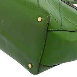 Tory Burch Green Leather Large Robinson  Double Zip Satchel 