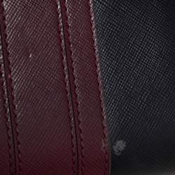 Tory Burch Black/Burgundy Saffiano Leather Zip Around Wallet