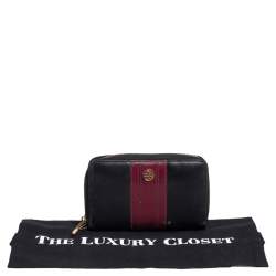 Tory Burch Black/Burgundy Saffiano Leather Zip Around Wallet