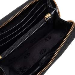 Tory Burch Black/Burgundy Saffiano Leather Zip Around Wallet