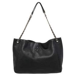 Tory Burch Black Leather Slouchy Marion Chain Tote Tory Burch | TLC