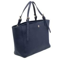 مملوكة مسبقًا Tory Burch Blue Leather Medium York Buckle Tote