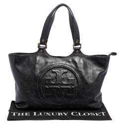 مملوكة مسبقًا Tory Burch Black Leather Bombe Tote