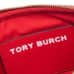 مملوكة مسبقًا حقيبة صغيرة توري برش جلد وكانفاس مقوى أحمر/بيج حمالة معصم