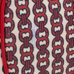 مملوكة مسبقًا حقيبة صغيرة توري برش جلد وكانفاس مقوى أحمر/بيج حمالة معصم