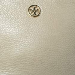 Tory Burch Beige Leather Robinson Double Zip Crossbody Bag