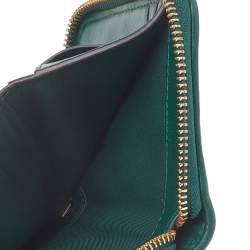 Pre Owned Tory Burch Green Leather Fleming Zip Around Wallet