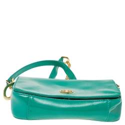 Pre Owned حقيبة كروس توري برش سلسلة روبينسون جلد لامع أخضر