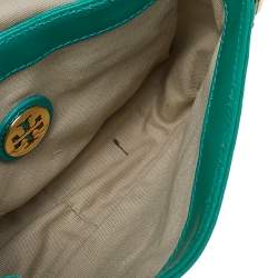 Pre Owned حقيبة كروس توري برش سلسلة روبينسون جلد لامع أخضر