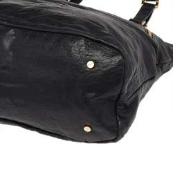 Pre Owned Tory Burch Black Leather Large Tote