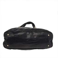 Pre Owned Tory Burch Black Leather Large Tote