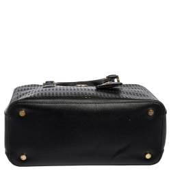 مملوكة مسبقًا Tory Burch Black Perforated Leather Small Robinson Double Zip Tote