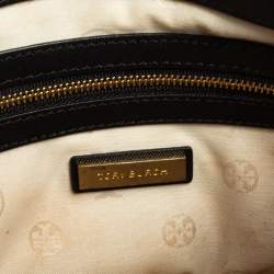 مملوكة مسبقًا Tory Burch Black Perforated Leather Small Robinson Double Zip Tote
