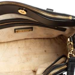 مملوكة مسبقًا Tory Burch Black Perforated Leather Small Robinson Double Zip Tote