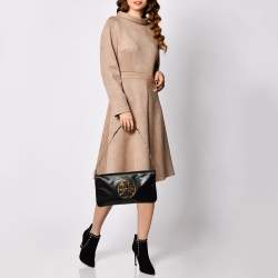 مملوكة مسبقًا حقيبة كلتش توري برش ريفا جلد أسود ذات سلسلة