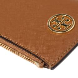 Pre Owned حافظة بطاقات توري برش لانيارد جلد بني فاتح