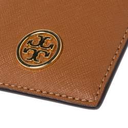 Pre Owned حافظة بطاقات توري برش لانيارد جلد بني فاتح