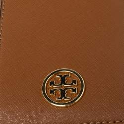 Pre Owned حافظة بطاقات توري برش لانيارد جلد بني فاتح