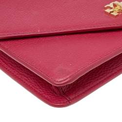 Pre Owned Tory Burch Burgundy Leather Kira  Envelope Flap Shoulder Bag