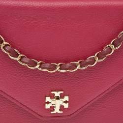 Pre Owned Tory Burch Burgundy Leather Kira  Envelope Flap Shoulder Bag