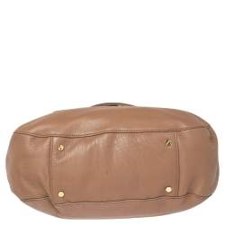 Pre Owned Tory Burch Dark Beige Leather Amanda Hobo