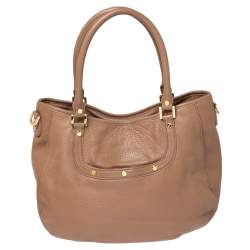 Pre Owned Tory Burch Dark Beige Leather Amanda Hobo