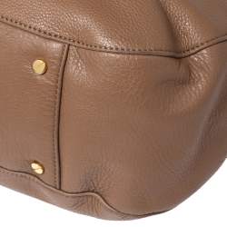Pre Owned Tory Burch Dark Beige Leather Amanda Hobo