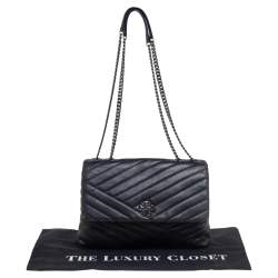 Pre Owned Tory Burch Black Chevron Quilted Kira Shoulder Bag 