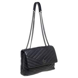 Pre Owned Tory Burch Black Chevron Quilted Kira Shoulder Bag 