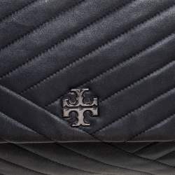 Pre Owned Tory Burch Black Chevron Quilted Kira Shoulder Bag 