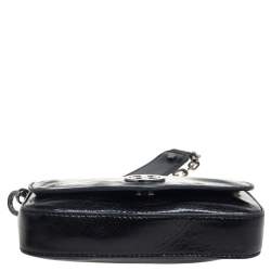 Pre Owned Tory Burch Black Leather Robinson Flap Crossbody Bag