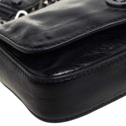 Pre Owned Tory Burch Black Leather Robinson Flap Crossbody Bag