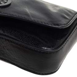 Pre Owned Tory Burch Black Leather Robinson Flap Crossbody Bag