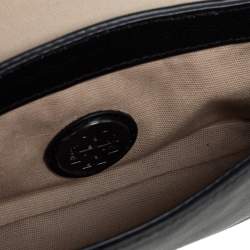 Pre Owned Tory Burch Black Leather Robinson Flap Crossbody Bag