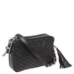 مملوكة مسبقًا Tory Burch Black Leather Alexa Camera Crossbody Bag