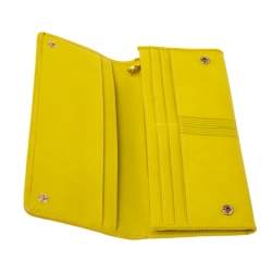 مملوكة مسبقًا Tory Burch Neon Yellow Leather Flap Continental Wallet