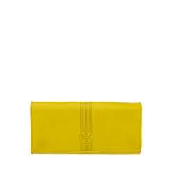 مملوكة مسبقًا Tory Burch Neon Yellow Leather Flap Continental Wallet