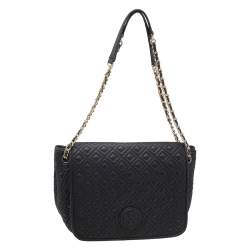 Tory Burch Black Quilted Leather Marion Flap Chain Shoulder Bag