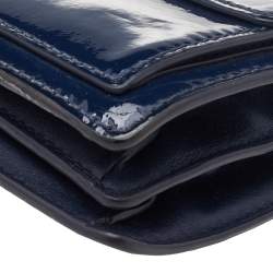 Tory Burch Navy Blue Patent Leather Gemini Link Shoulder Bag