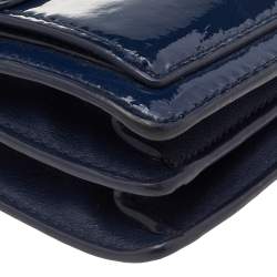 Tory Burch Navy Blue Patent Leather Gemini Link Shoulder Bag