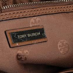 Pre Owned Tory Burch Brown Leather Robinson Double Zip Dome Satchel