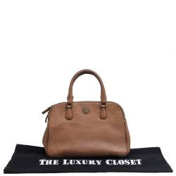 Pre Owned Tory Burch Brown Leather Robinson Double Zip Dome Satchel