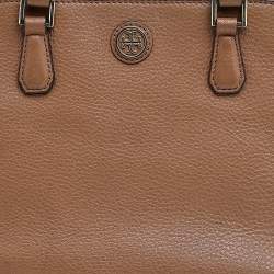 Pre Owned Tory Burch Brown Leather Robinson Double Zip Dome Satchel