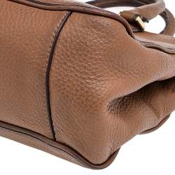 Pre Owned Tory Burch Brown Leather Robinson Double Zip Dome Satchel