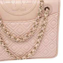 Pre Owned حقيبة كتف توري برش فليمينغ جلد وردي فاتح متوسطة 