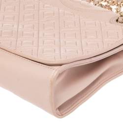 Pre Owned حقيبة كتف توري برش فليمينغ جلد وردي فاتح متوسطة 